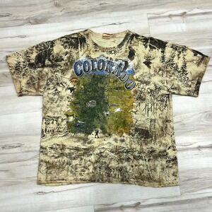 Vintage Colorado AOP Nature Print Gildan T-Shirt Men's XL 100% Cotton